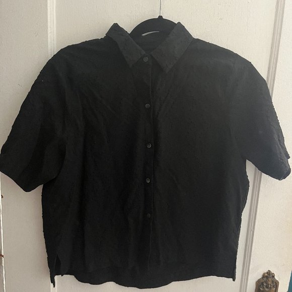 Madewell Cropped Short Sleeve, Textured Button-Up, S - Picture 1 of 3